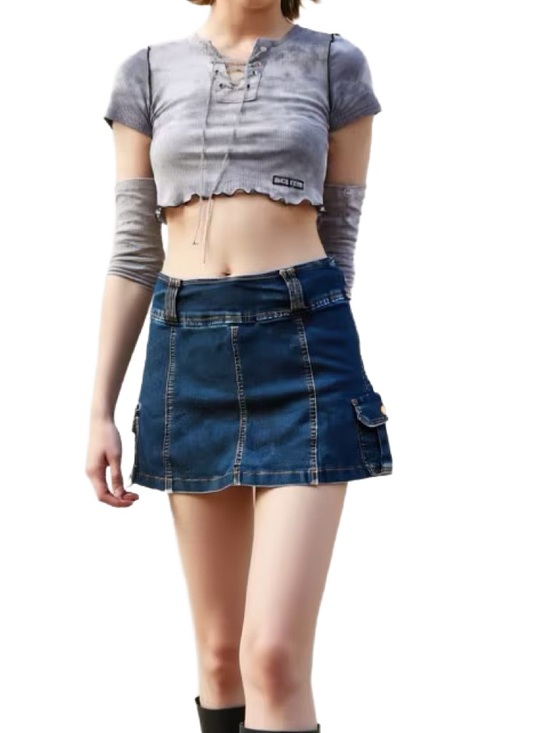 refuge Dresses & Skirts - Refuge Denim Cargo Mini Skort in Dark Blue Wash Size Medium
